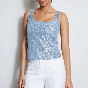 Elie Tahari Silver Sequin Tank Top